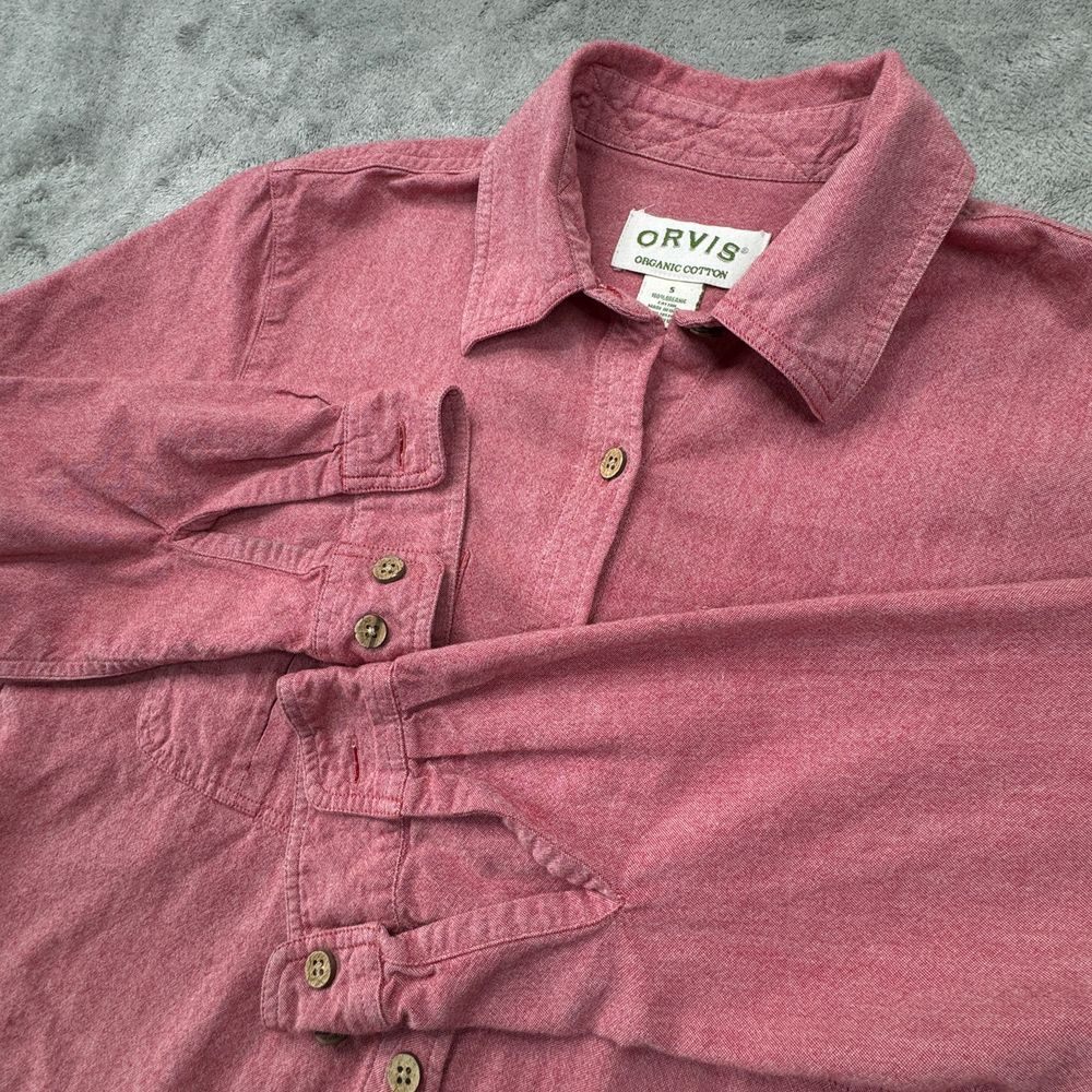 Orvis Button Front Shirt‎ Women's Size Small Red Long Sleeve Organic Cotton